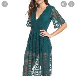 Lace overlay maxi romper